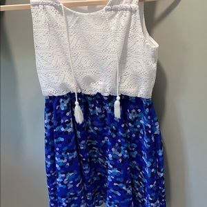 girls white and blue dress